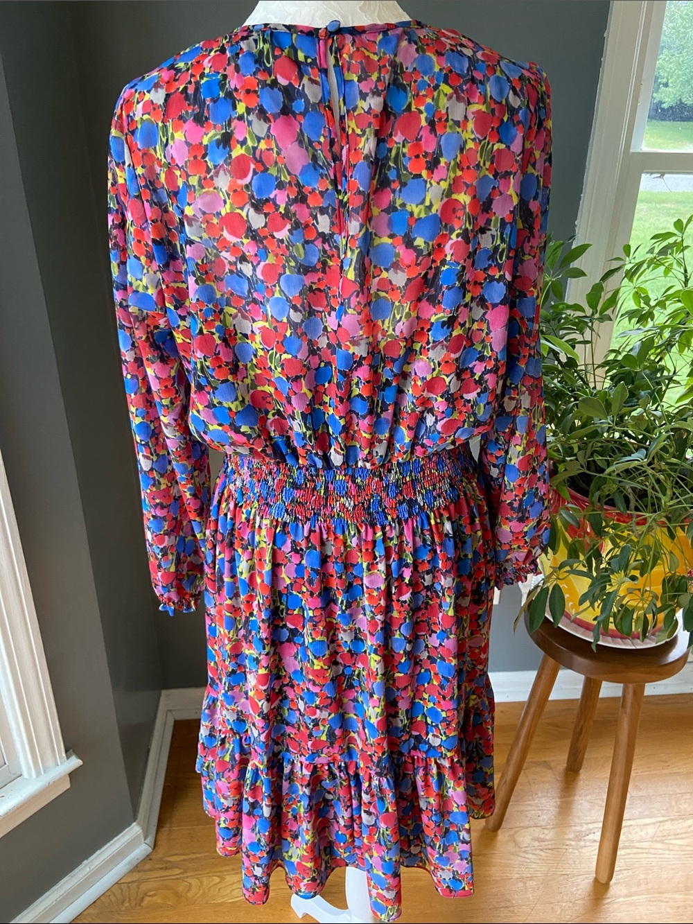 J. Crew Floral Multicolor Long-Sleeve Dress Size Medium - Picture 7 of 10